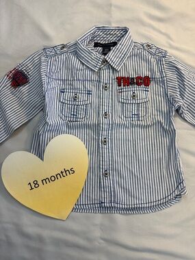 Tommy Hilfiger - NWOT - Blue Button Down Shirt with Pinstripes